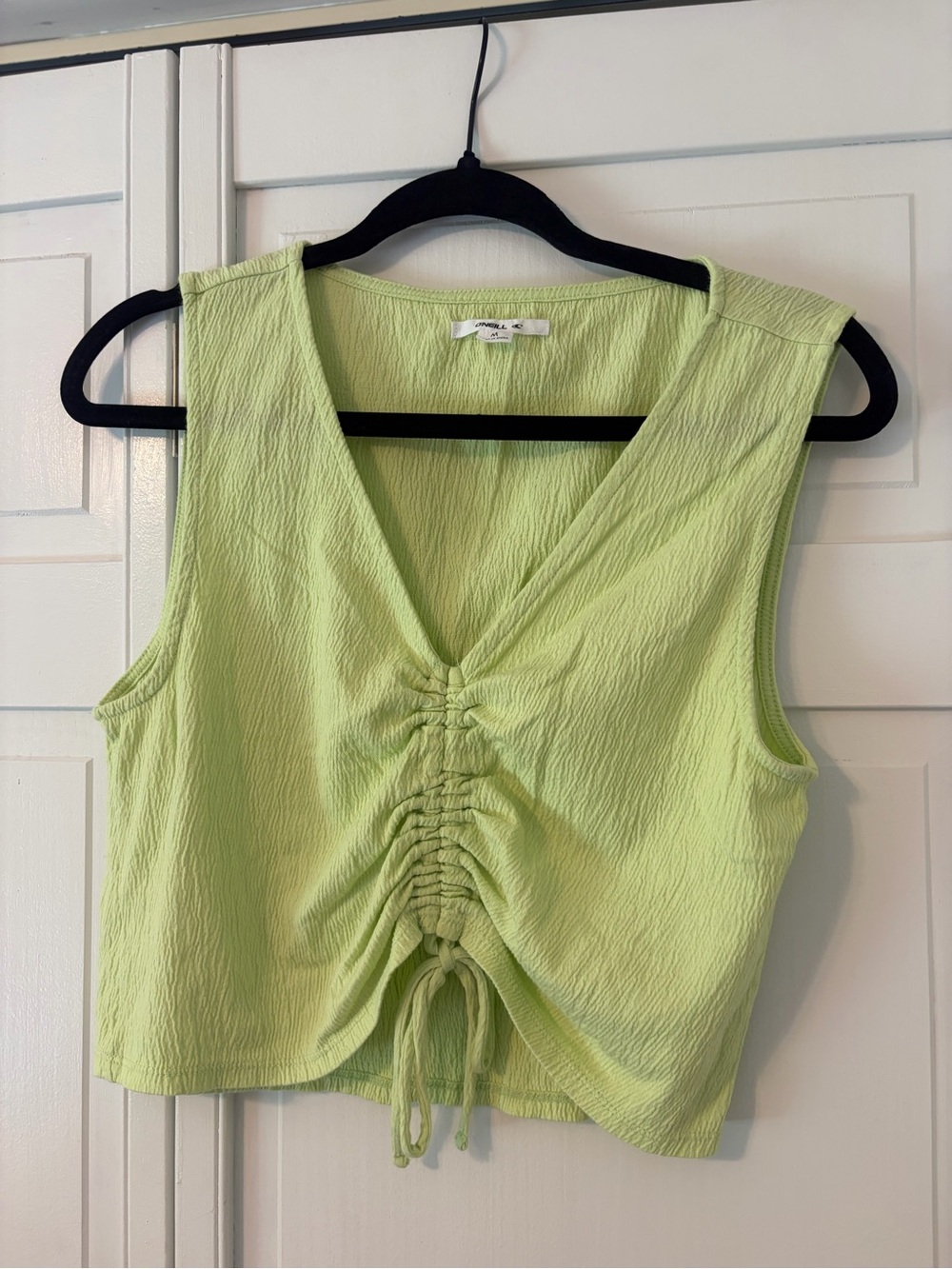 O'Neill Light Green Ruched V-Neck Crop Top